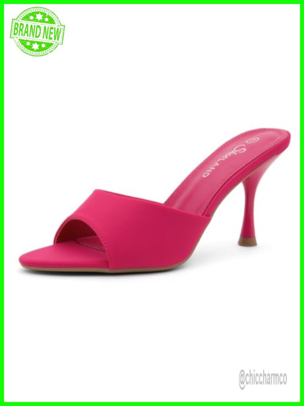 Shoe Land Women's Mule Heels, Slip-On Pointed Toe Stiletto Heeled Dress